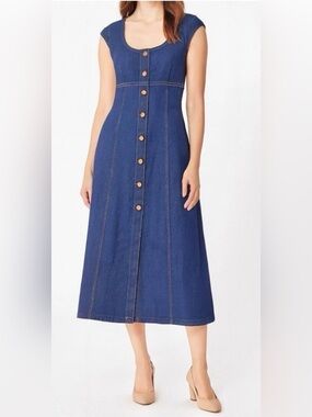Madewell Denim Midi Dress Classic Western Bohemian Collegiate. Sz 6.  NWT!